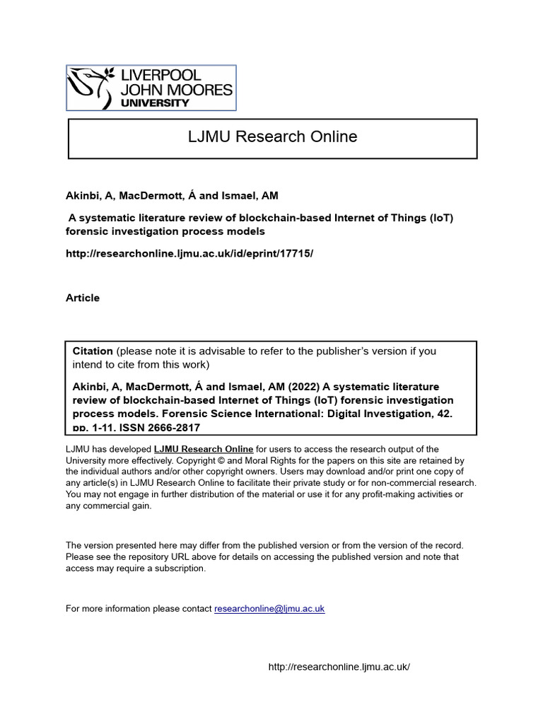 A Survey On Blockchain Based Iot Forensic Evidence Preservation Research Trends And Current Challenges Multimedia Tools And Applications